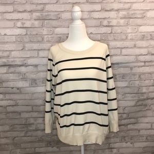 Joe Fresh cream/black striped sweater size XL